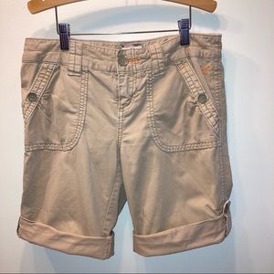 American Eagle Outfitters Bermuda Shorts Cuffed AEO Tan Khaki Size 2